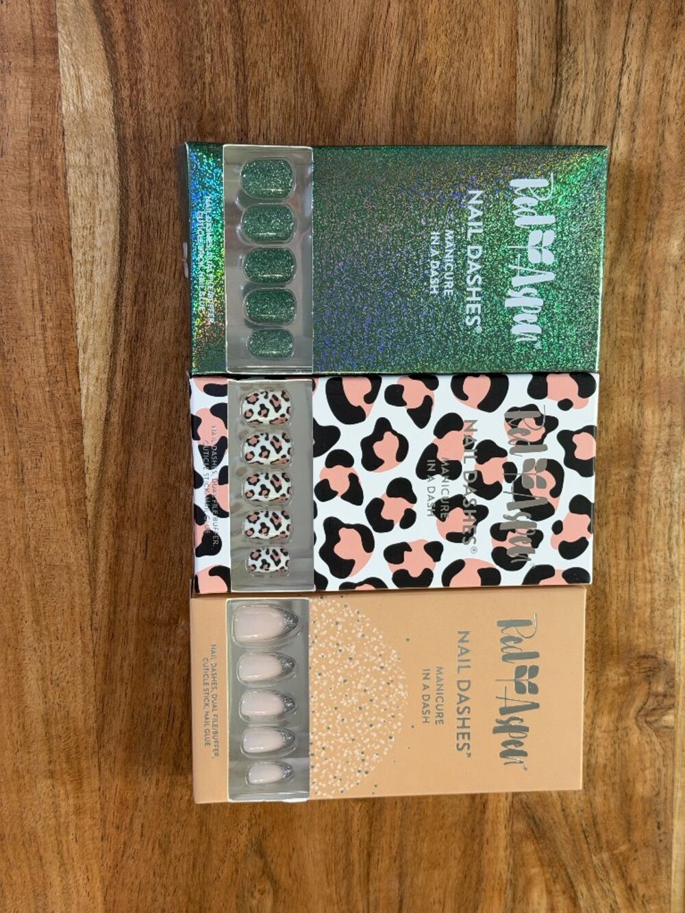 Red Aspen Nail Dashes Press On Nails Lot of 3 Glitter Leopard Manicure Sets